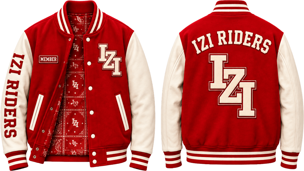 Красный бомбер IZI Riders — спереди и сзади